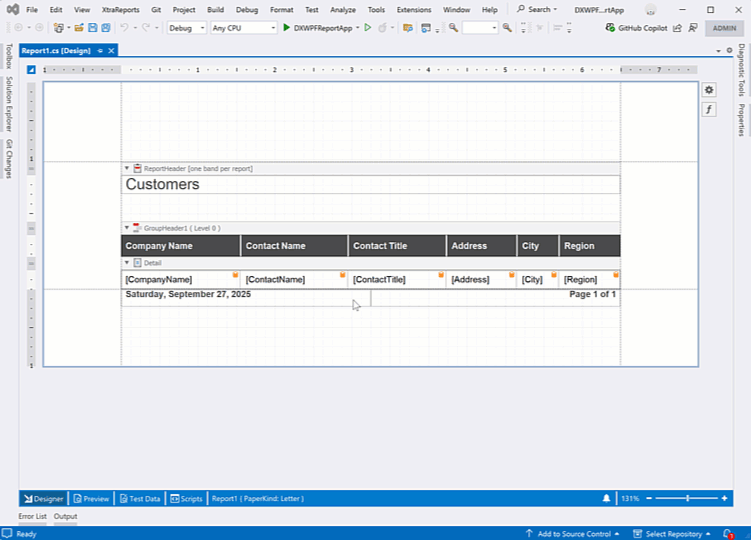 Preview Reports with AI-generated Test Data in Visual Studio Report Designer
