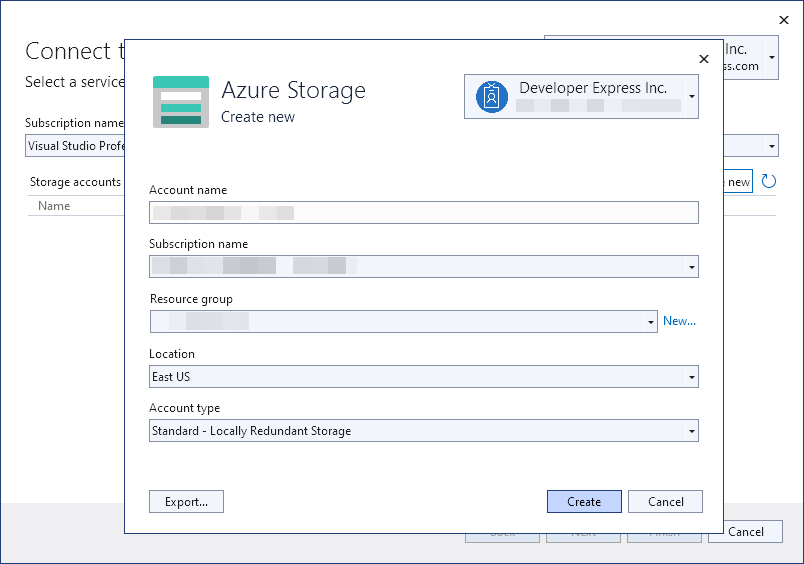 Create New Azure Storage