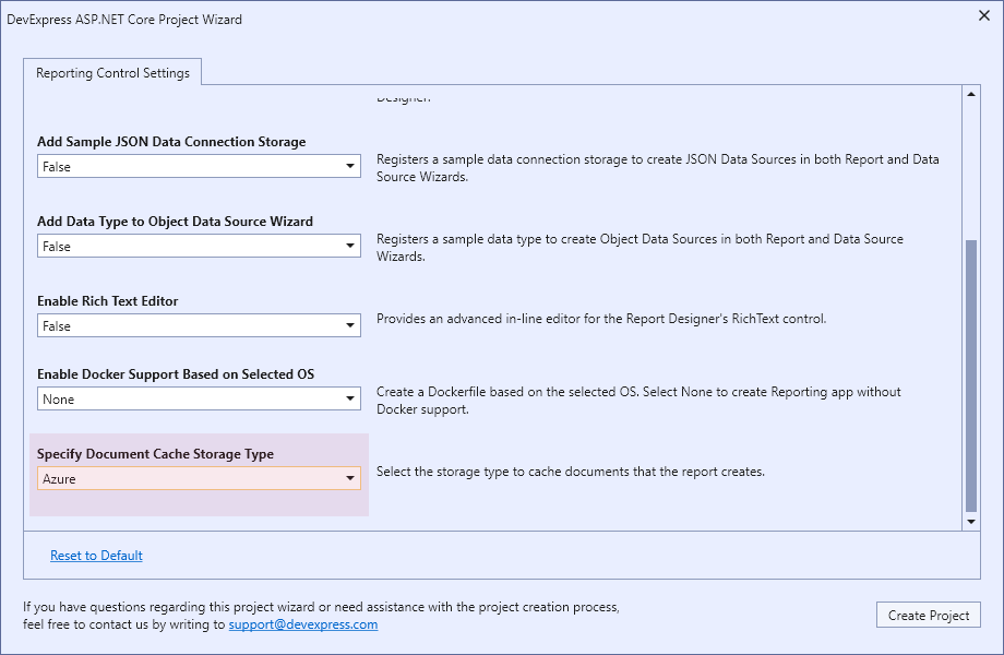 Specify Azure Storage Type