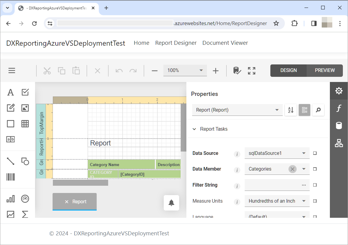 ASP.NET Core Reporting App in a Docker Container Deployed to Azure App Service