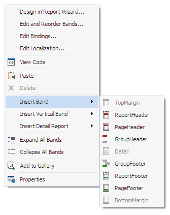 Bands to Add in the Context Menu