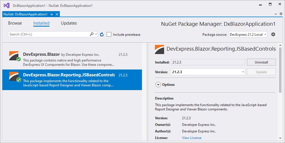 Blazor Install NuGet Package Native Viewer
