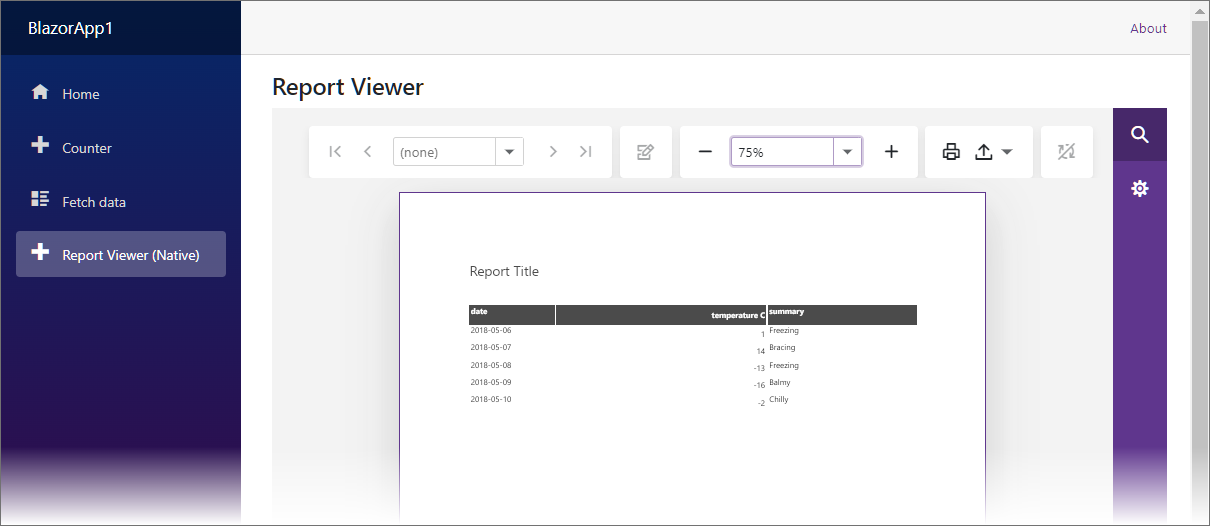 Blazor Reporting New Report Result