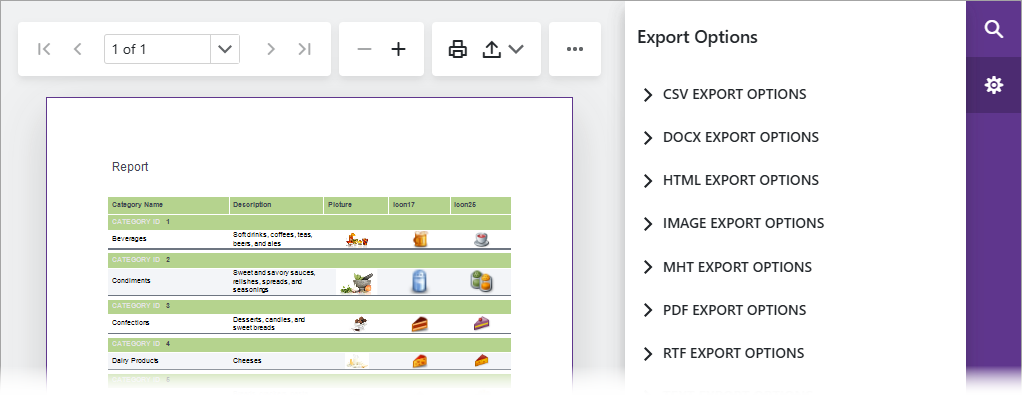 Blazor Report Viewer, Classic Blazing Berry Theme