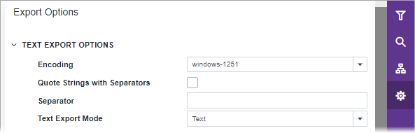 Blazor Report Viewer Export Text Options Panel