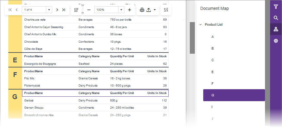 Blazor Report Viewer Document Map Panel