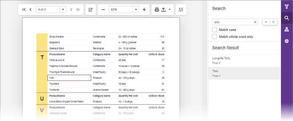 Blazor Report Viewer Search Panel