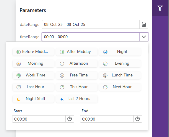 Blazor Report viewer - Customized Predefined Time Ranges
