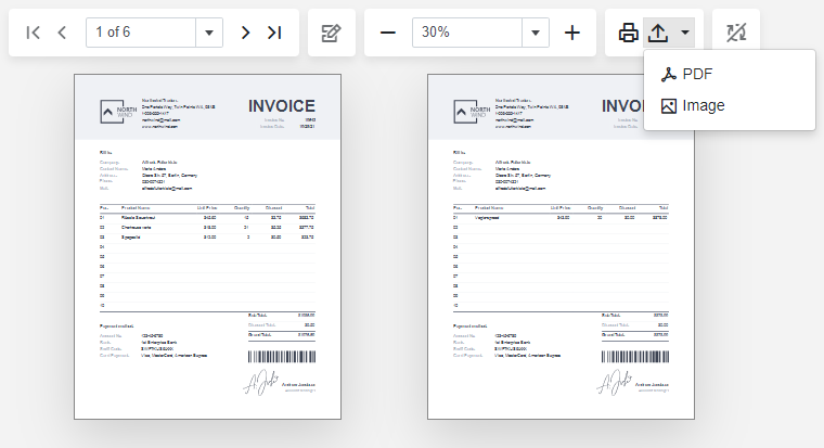 Blazor Report Viewer Custom Toolbar Export Formats