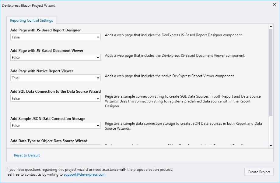 Blazor Server Project Wizard Report Viewer Native