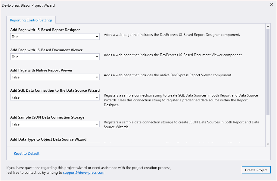 Blazor Server Project Wizard Document Viewer and Report Designer (JS-Based)