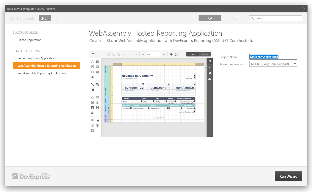 Select Reporting WebAssembly Hosted Application