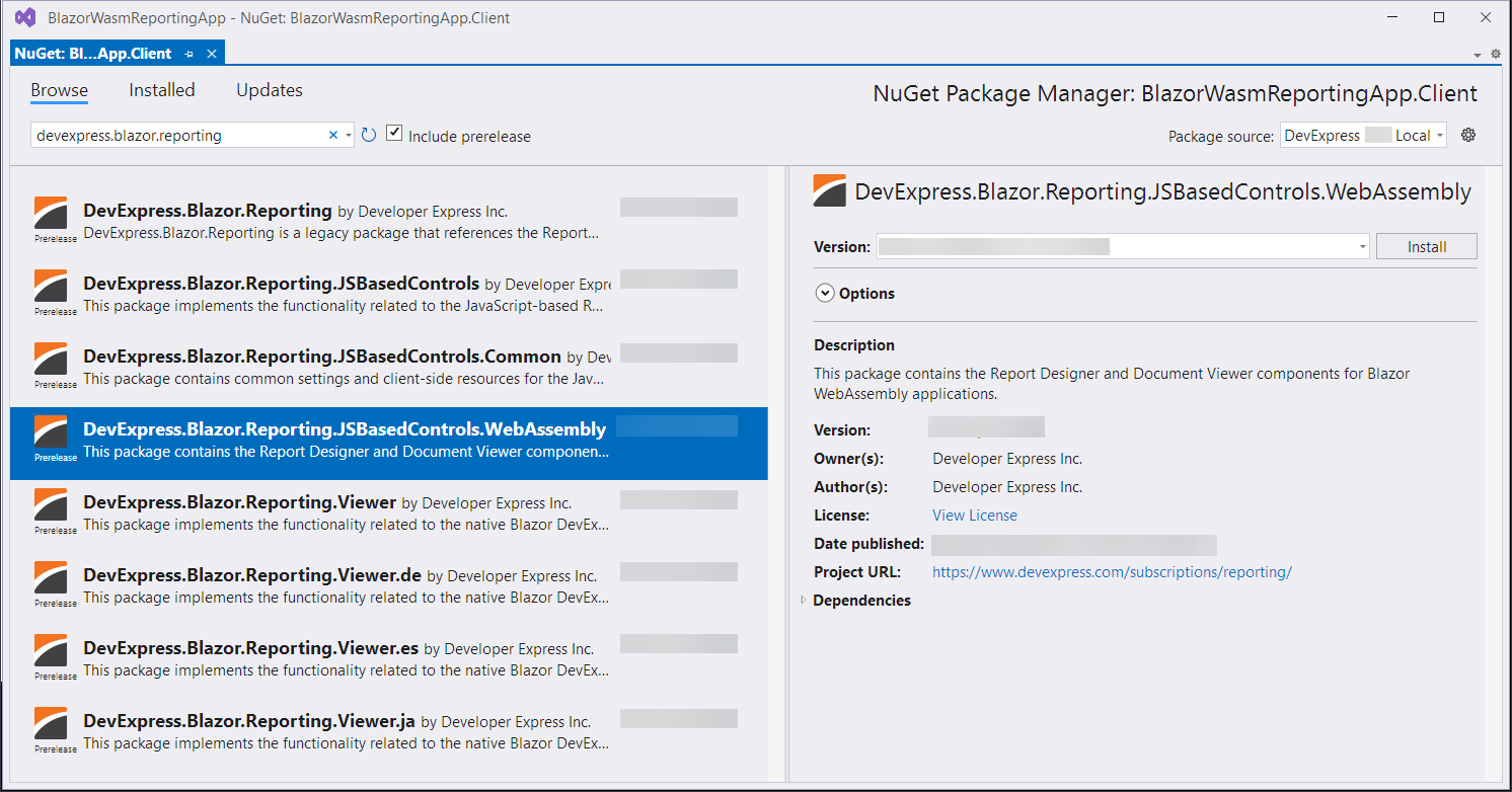 Blazor Install NuGet Package Native Viewer