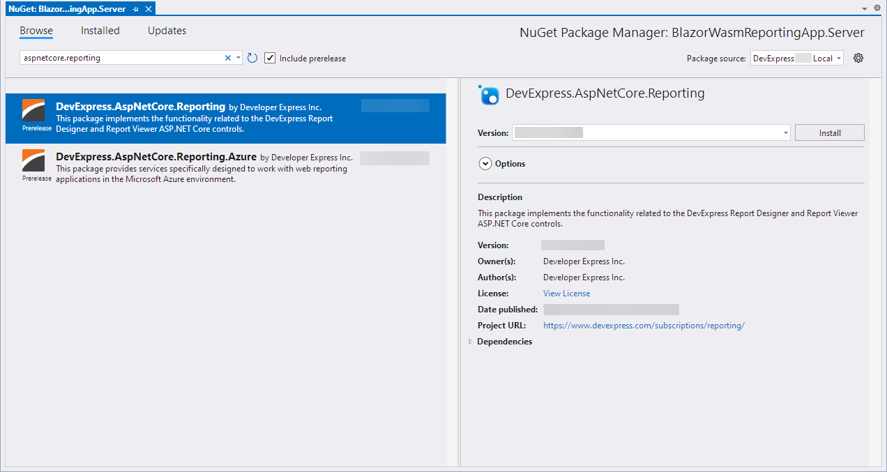 Blazor Install NuGet Package Native Viewer