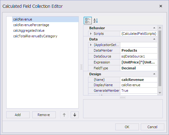 Calculated Field Collection Editor