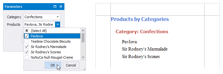 Cascading parameters example