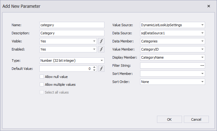 Create category parameter