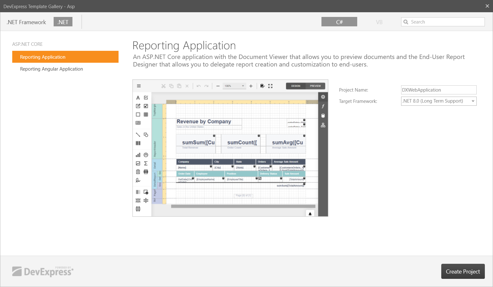 create-new-aspnet-core-reporting-application-template-gallery