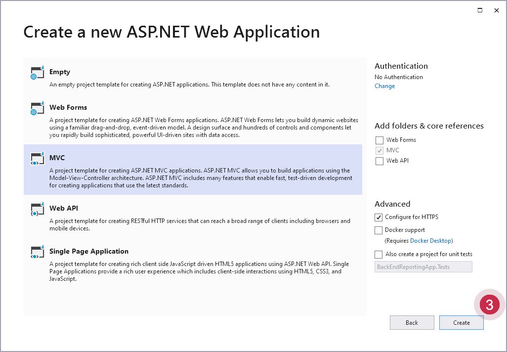 Select New ASP.NET MVC Application