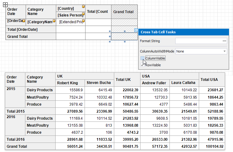 Cross Tab Column Visible Property for Totals