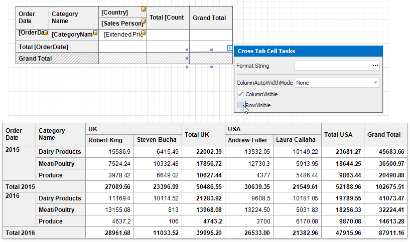 Cross Tab Row Visible Property for Totals