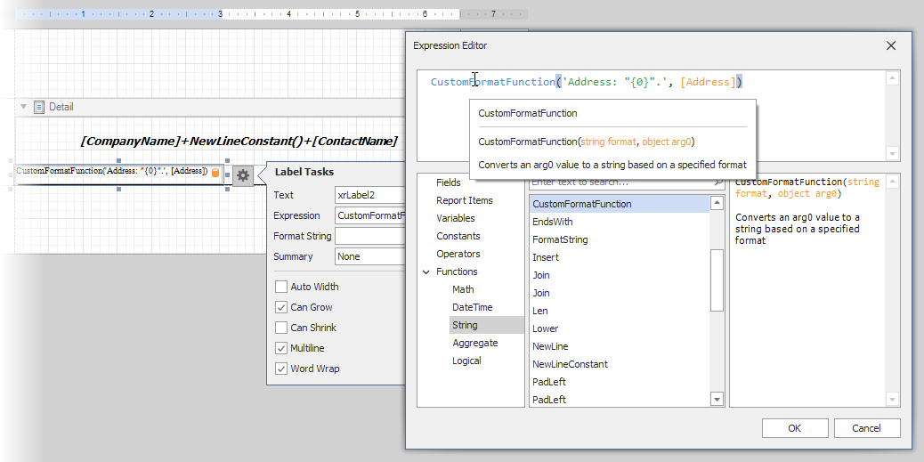 Expression Editor Custom Function