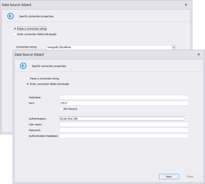 Specify connection properties