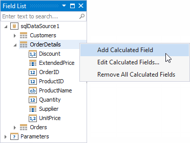 Field List - Add Calculated Field