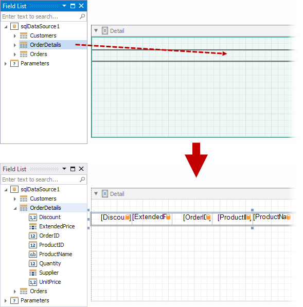 design-time-field-list-drop-table