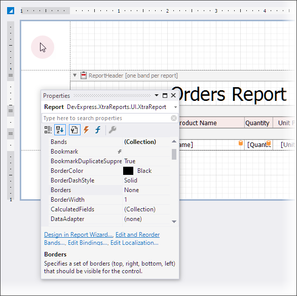 design-time-selecting-report-property-grid