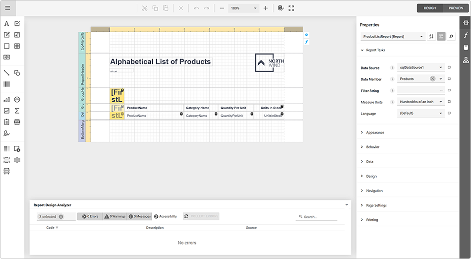 DevExpress End-User Report Designer for Web