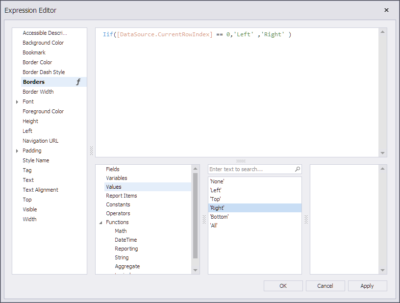 Enumeration in Expression Editor