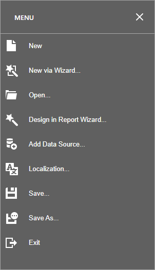 Web End User designer Menu