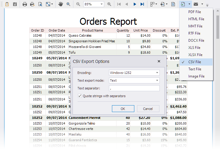 Export To Csv Reporting Devexpress Documentation 5453
