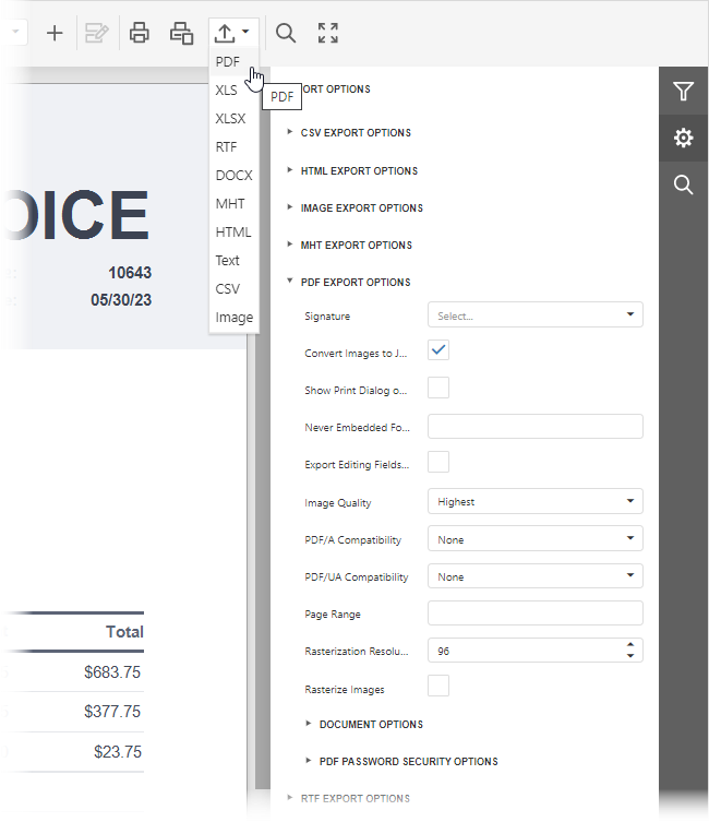 export pdf devexpress