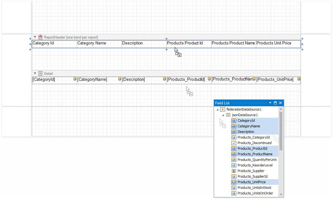 Drop Table Headers