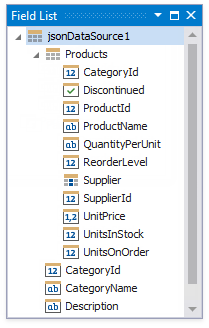 JSON Data in the Field List