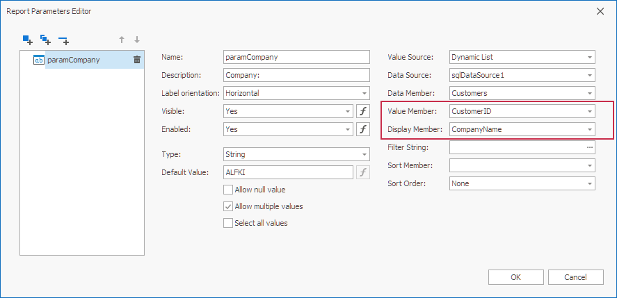 Lookup Parameter Editor