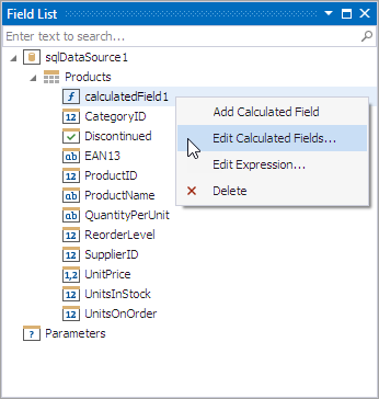 Edit Calculated Field