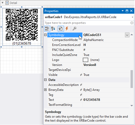 Specify the Symbology for the Barcode