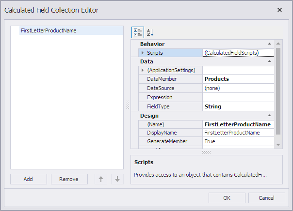 Calculated Field Collection Editor