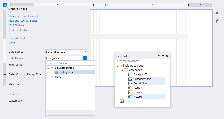 Bind Master Report to Categories Table