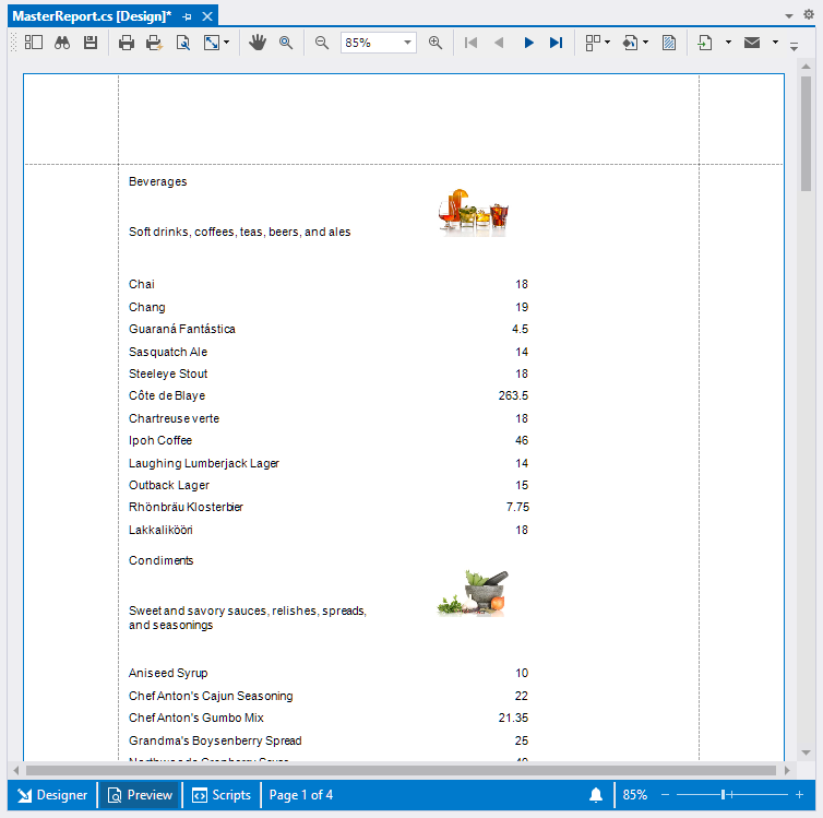 Master-Detail Report Based on Subreport - Result