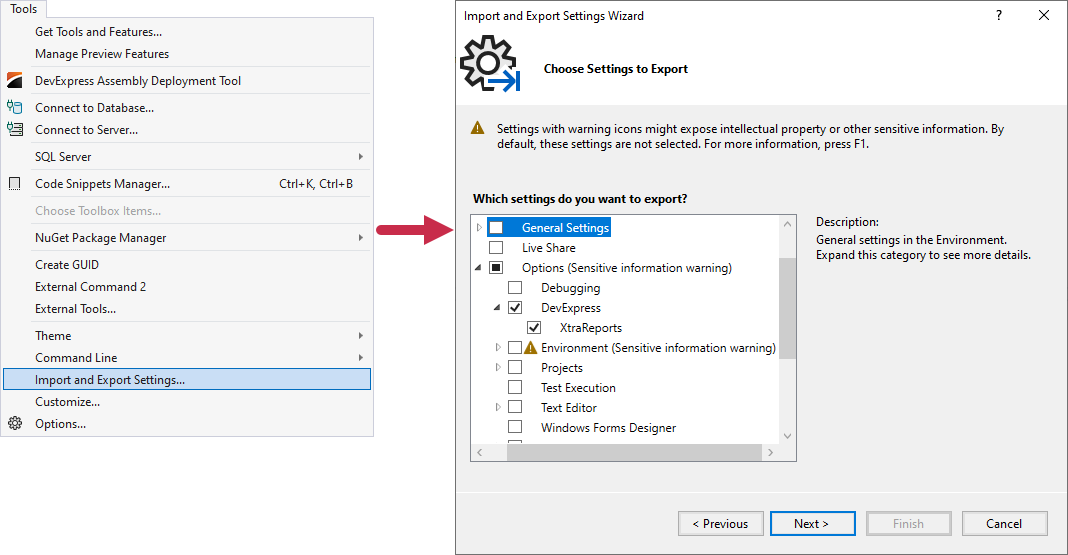 Import and Export Settings