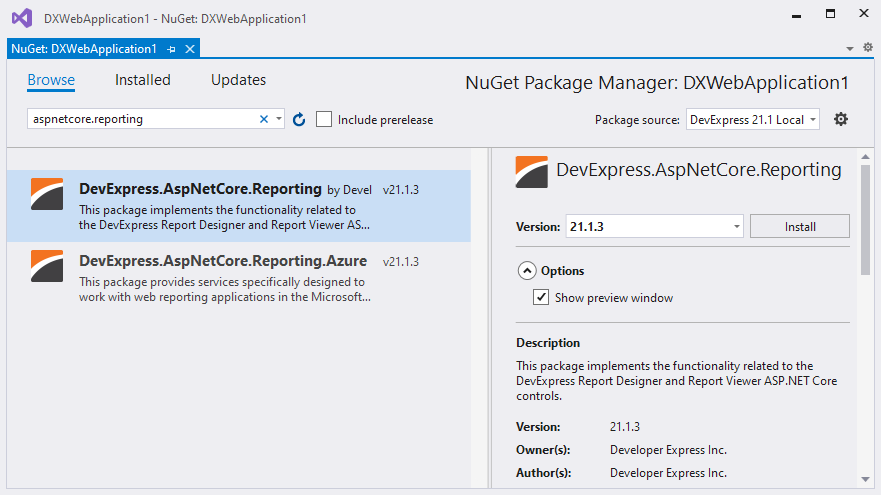 install-asp-net-core-reporting-nuget-package