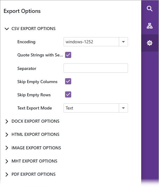 Blazor Native Report Viewer -- Export Options Panel