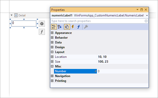 Custom Numeric Label Control in Property Window