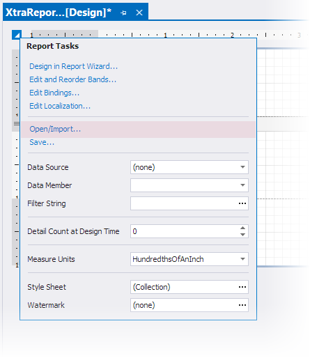 open-import-report-visual-studio-design-time