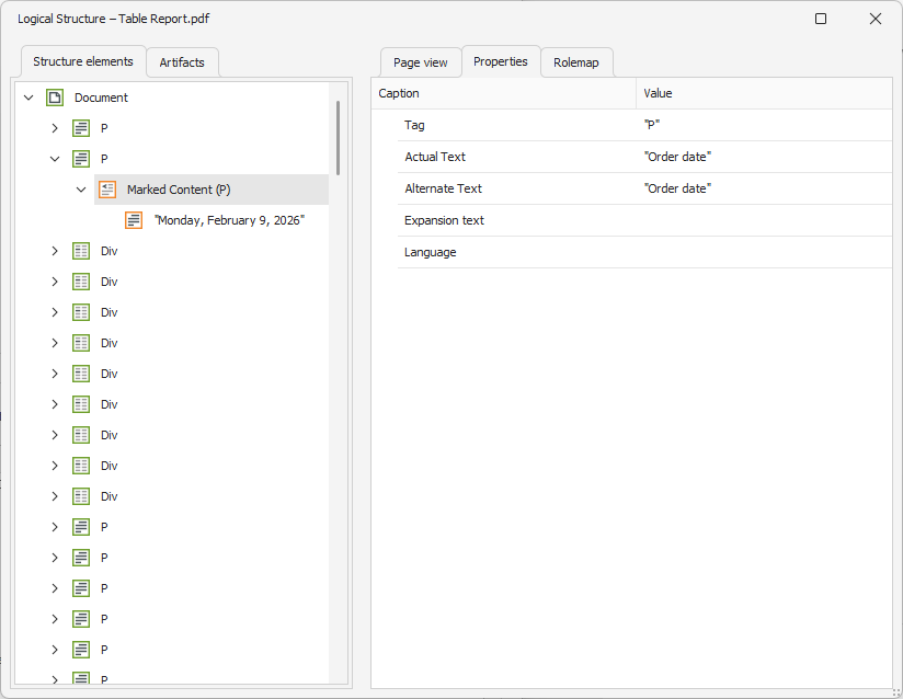 XRPageInfo AccessibleDescription in grid