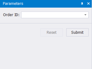 The Parameters panel - Order ID parameter